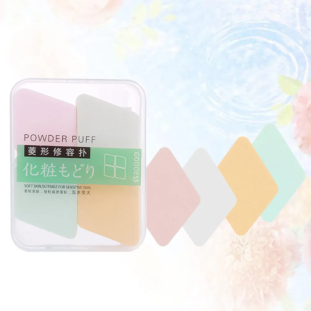 1Set Professional Makeup Powder Puff Diamond Shape Facial Sponge Suitable for Liquid Foundation Cream Wet Dry Use