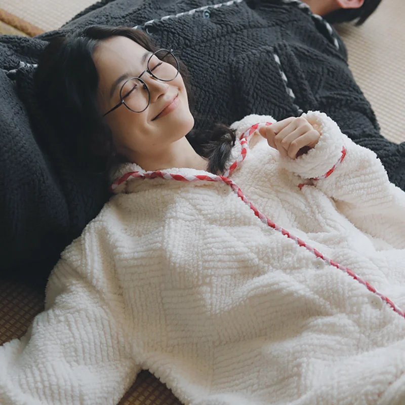 Women Velvet Pajamas Set Sleepwear Coral Fleece Nightwear 2Pcs Tops&pants Homewear Elasticity Ultra Warm Home Clothes
