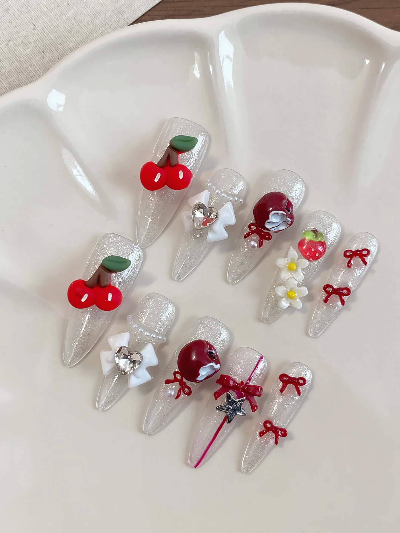 3D Fruit Press On Nails, Clear - Nail Art Press On 评论和价格