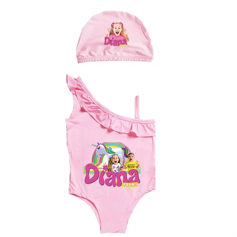 Diana and Roma Show Clothes Baby Girls Swimsuit Kids One Piece Swimwear Children Lovely 2024 Summer Beach Wear Bathing Suits