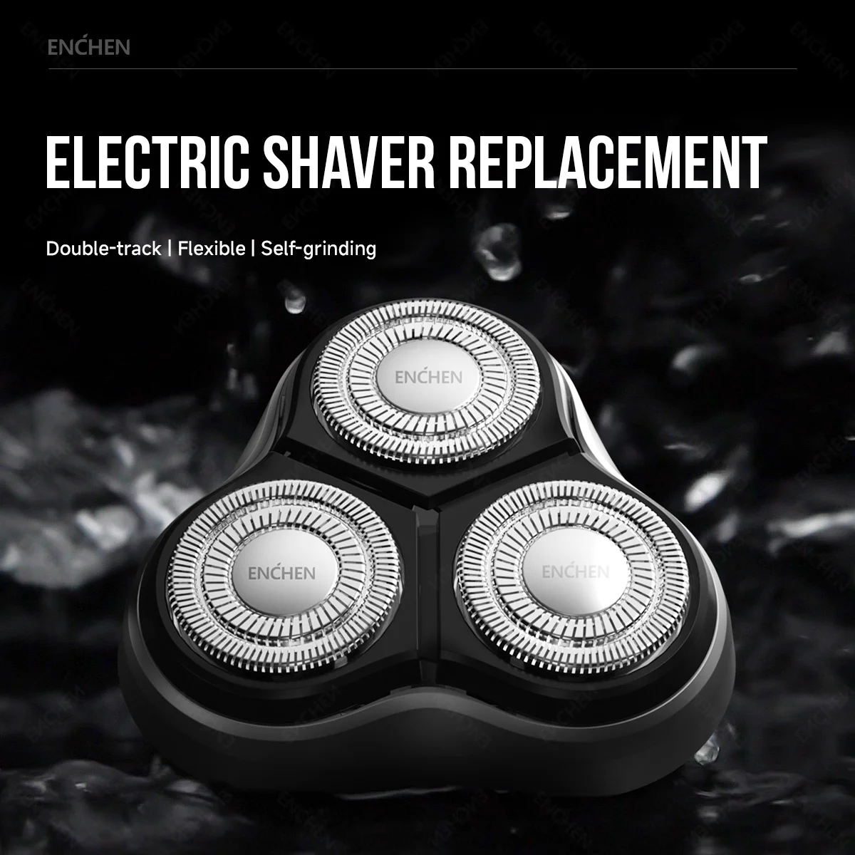 ENCHEN Blackstone's Replacement Electric Shaver Head BR-1 1 Piece Silver 3D Float Tripe Blade Electric Razor Cutter Heads