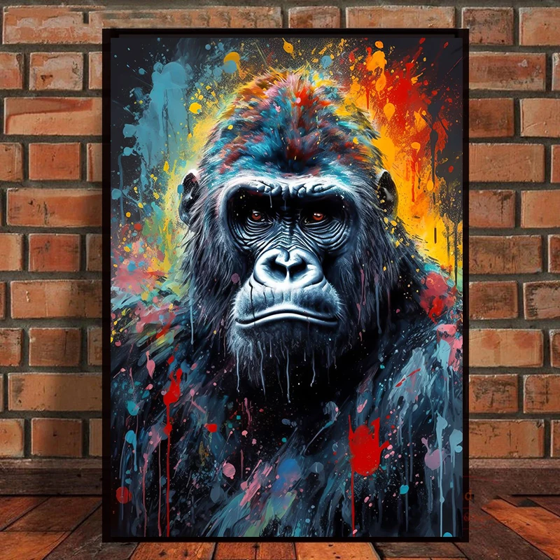 ألوان مائية قرد ثعبان أسد النمر الحيوان صورة المشارك قماش اللوحة مجردة الكتابة على الجدران جدار الفن لغرفة المعيشة ديكور المنزل