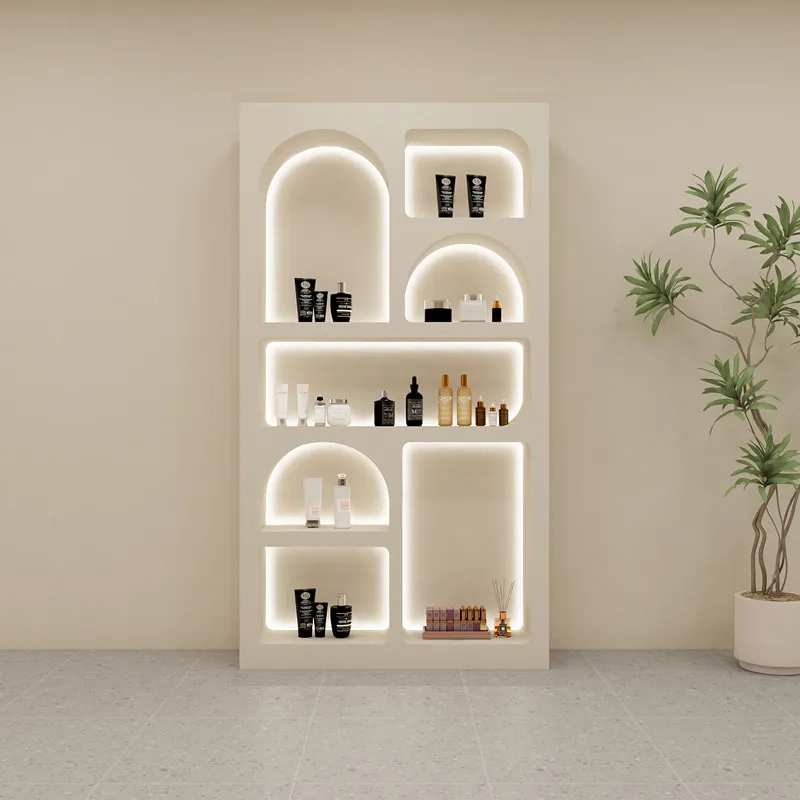 

Nordic Cream Style Beauty Salon Display Cabinet Modern High-end Skin Care Products Display Cabinet Commercial Furniture FYMC