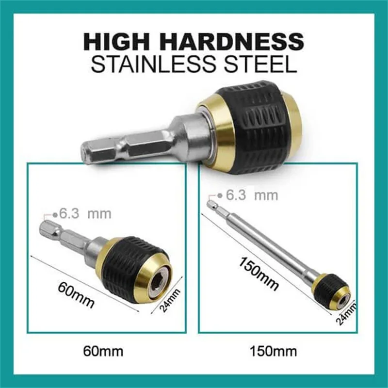 1/4Inch Hex Handle Connecting Rod 60/150mm Metal Shank Quick Coupling Drilling Bit Extension Screwdriver Power Tool Accessories