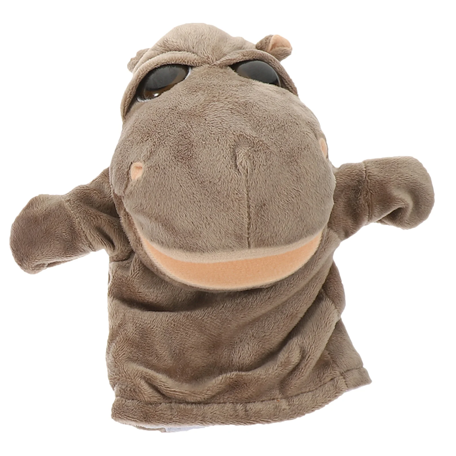 Mão hipopótamo marrom com boca móvel animal interativo recheado para crianças role play contar histórias educacional fingir trabalho