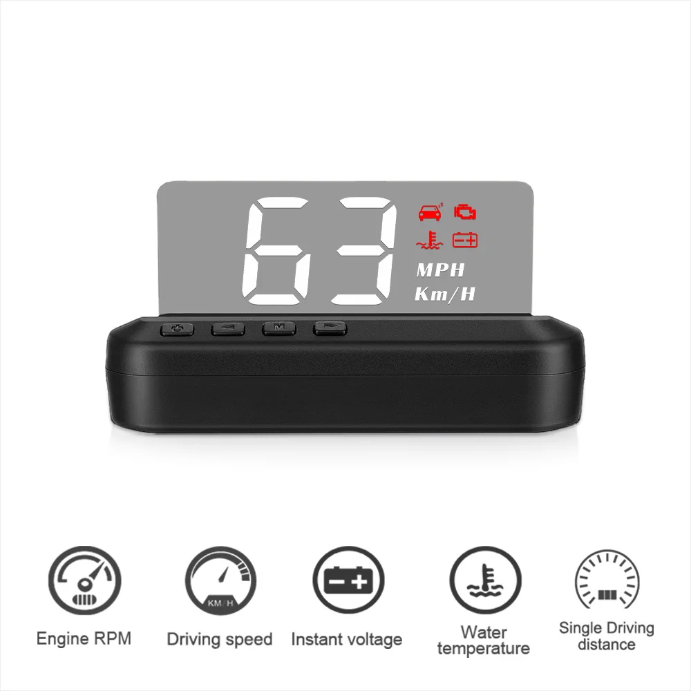 C100 Obd2 HUD سيارة رئيس يصل عرض الزجاج الأمامي العارض على متن الكمبيوتر عداد السرعة RPM درجة الحرارة سرعة KMH MPH السيارات الإلكترونية جزء