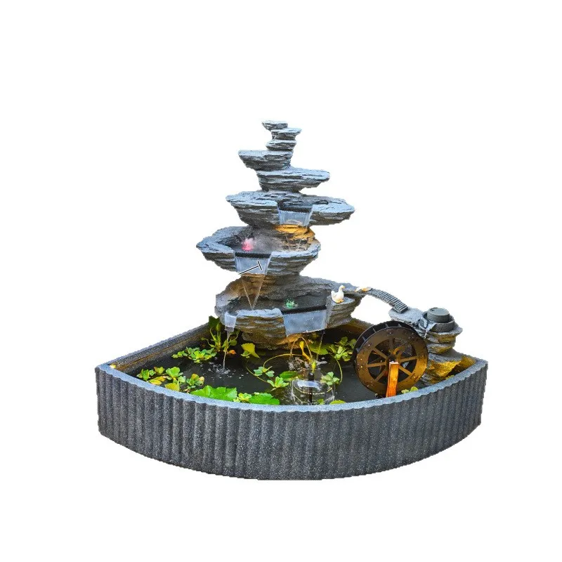 

Courtyard fish pond large rockery flowing fountain balcony garden outdoor floor-to-ceiling landscape ornament terrace layout