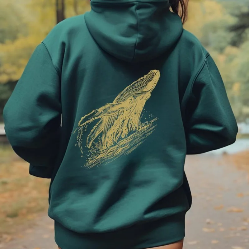 Bluza z kapturem z motywem wieloryba: Respektuj lokalnych, wieloryb kaskadzior, miłośnik oceanu, prezent, ratuj ocean, ratuj wieloryby, gruba bluza z kapturem z mieszanki materiałów.