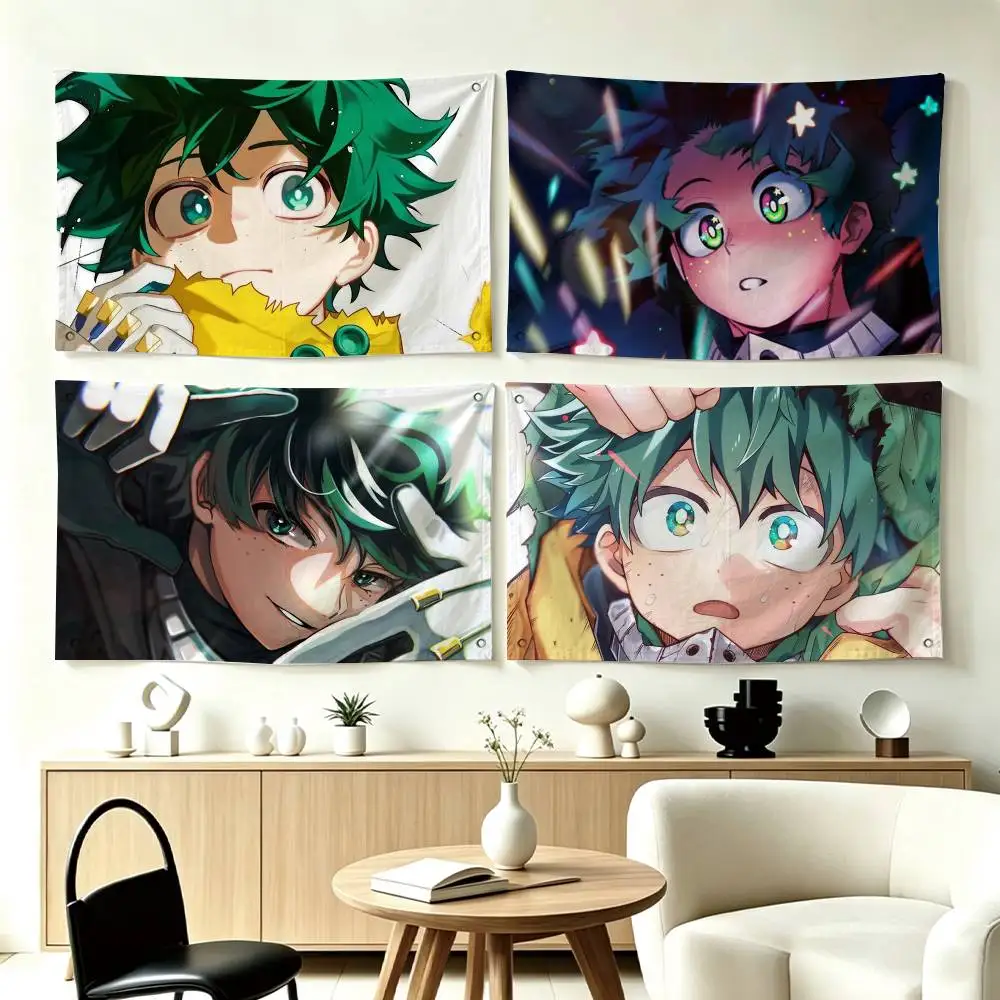 My Hero Academia Izuku Midoriya Flags for Bedrooms Home Decor Items Outdoor Decors Garage Decoration Flaga