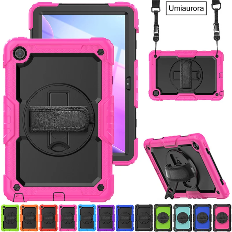 For Lenovo Tab M8 M9 M10 Plus 3rd 10.6 TB128FU 10.1 TB328FU X306 M11 TB330FU Case Rotation Stand Shoulder Strap Shockproof Cover