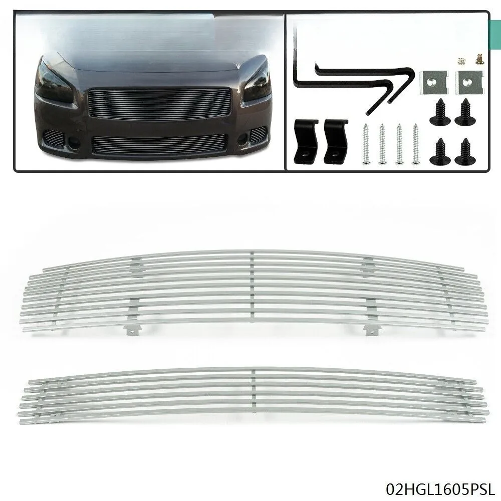 

New Fit For 2009-2014 Nissan Maxima Front Bumper Billet Grille Insert Silver Set United States