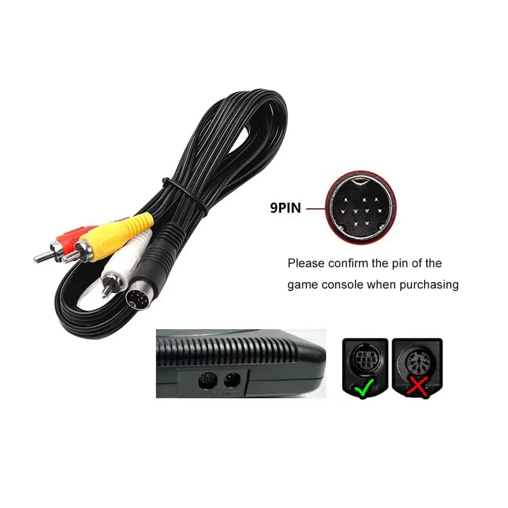 RUITROLIKER 1,8 m Audio-Video-Kabel AV 9-polig auf Cinch-Verbundkabel zum Anschluss für Genesis 2 3