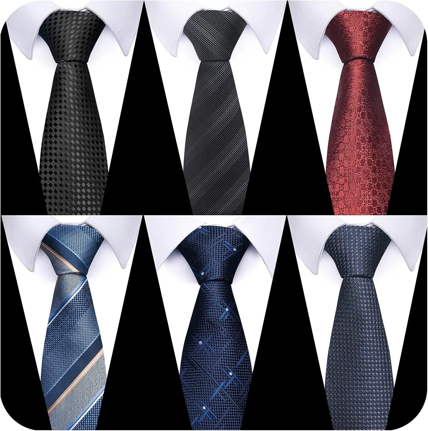 

6 Pcs Woven Jacquard Neckties Set - Classic Men's Silk-Like Ties
