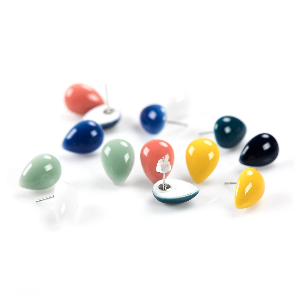 Geometric Drop Shape Multicolor Abstract Ceramic Earrings Fashion Gift Ear StudsJewelry Wholesale For Women Girl #LY121