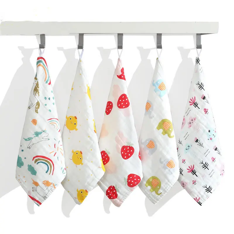 

3 Pcs Square towel, face towel, children's towel, drool towel, high-density pure cotton gauze, soft absorbent printed all cotton