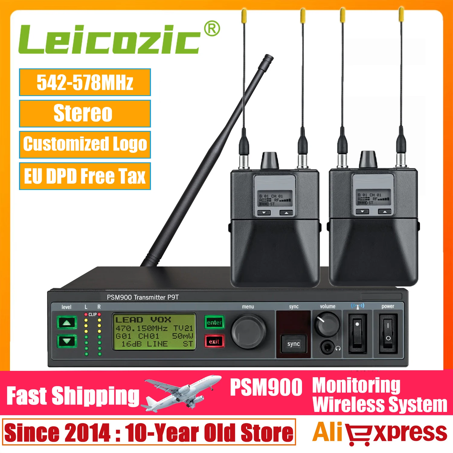 PSM900 500Mhz Stereo Wireless Monitoring System P9R IEM Stage Personal In-Ear Monitor Professional Wireless Stage Return