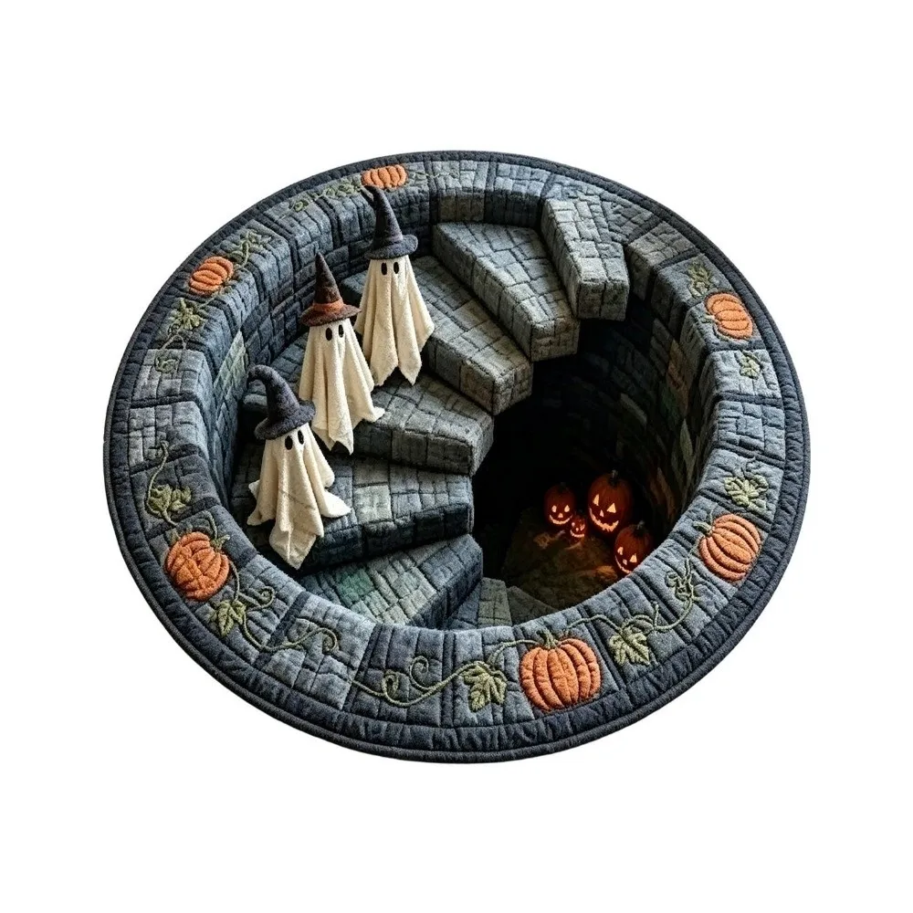 Crystal Velvet Optical Illusion Doormat Anti-Slip Backing 3D Visual Effect Round Floor Mat Round Shape Door Rug