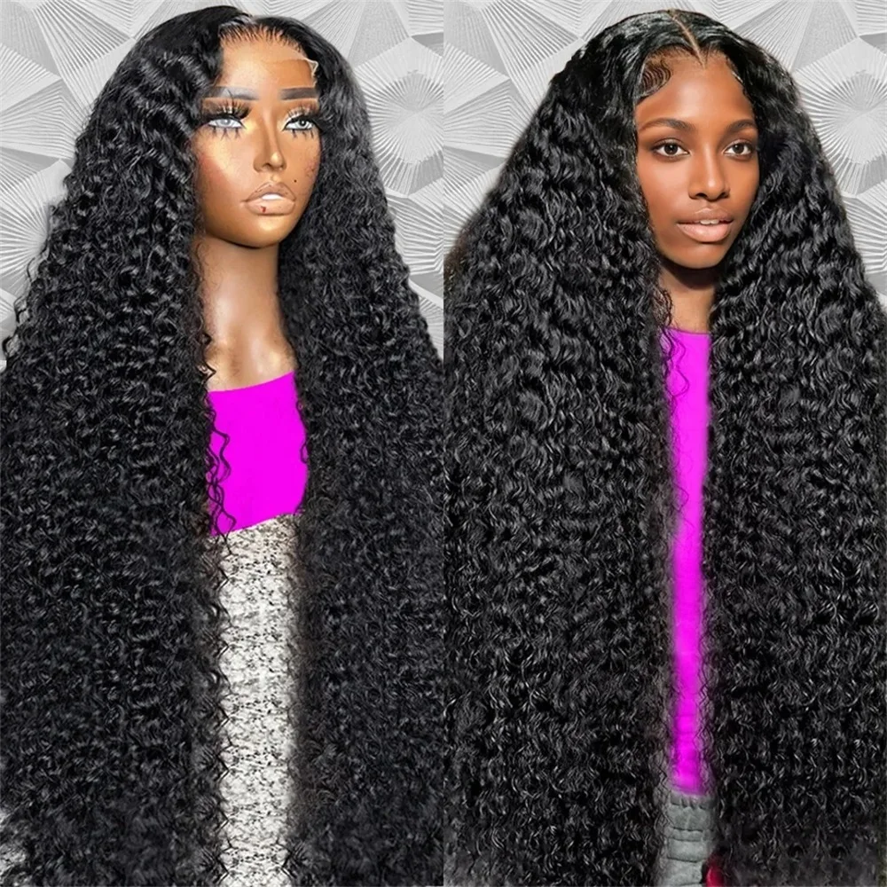 30 38 Inch 200 Density Deep Wave 13x4 Transparent Lace Front Wig Human Hair Brazilian Curly 13x6 HD Lace Frontal Wigs For Women