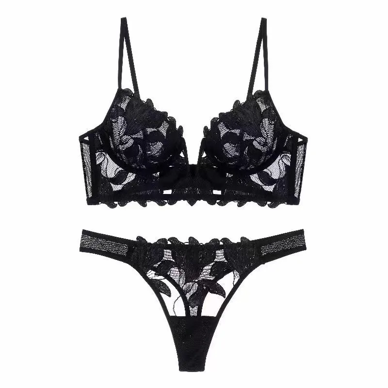 Women Lace Lingerie Set Elegant Sexy Bra Set See Through Underwear Ventilate Ladies Bra and Panty Set