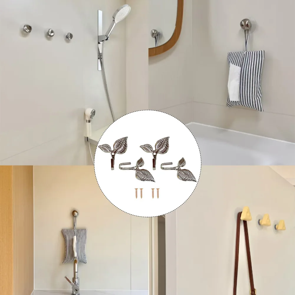 Decorative Wall Hooks For Home Bathroom Towel Hooks Leaf Shape Coat Hooks Unique Leaf Pattern Easy Installation Hardware