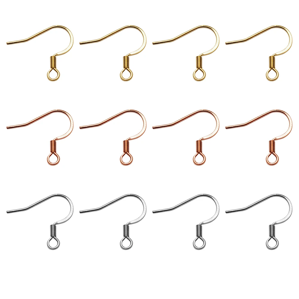 

50pcs/lot SS316 Stainless Steel No Allergy Rose Gold Earring Clasp Hook DIY Earring Findings Jewelry Making Fish Hook Ear Wire