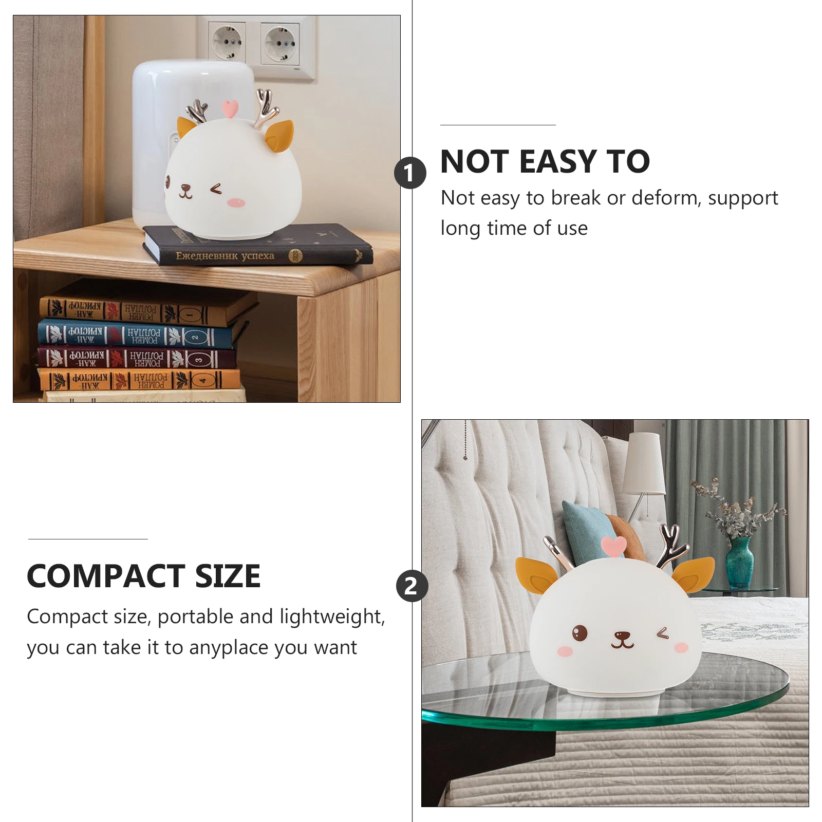

Silicone Night Light Deer Shape USB Powered Kids Friendly Durable Safe Portable Glow Lamp nament Gift Bedroom Decor
