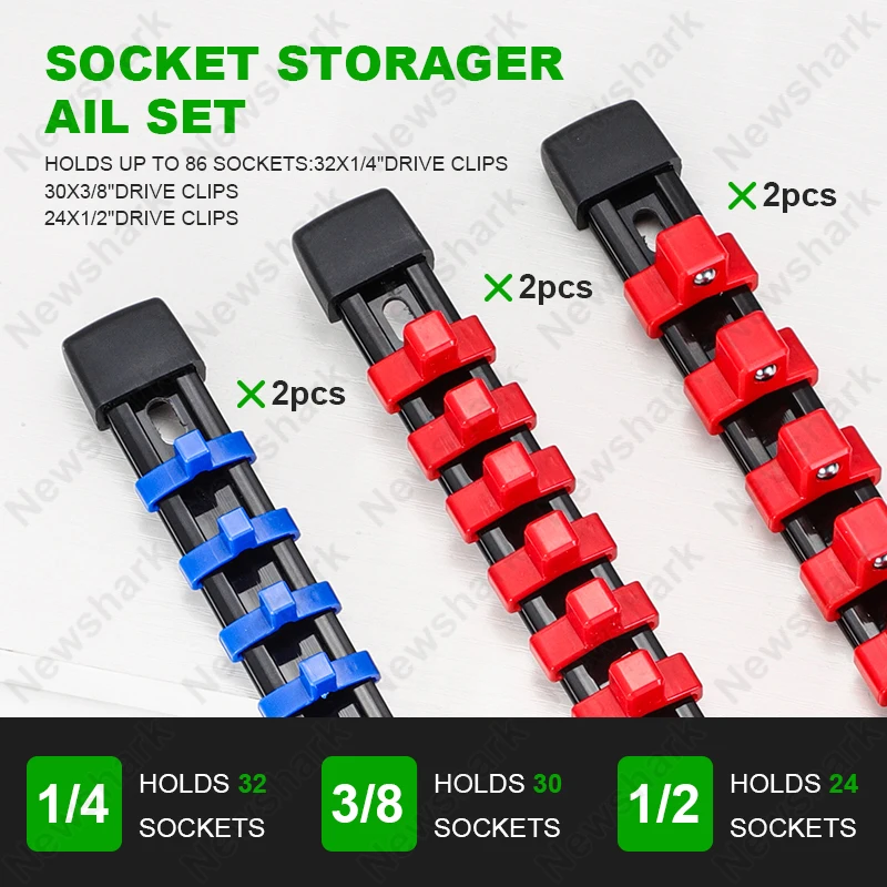 6-Piece Tool Socket Holder, Socket Holder Heavy-Duty Tool Holder, Garage Storage Rack, Suitable for Mechanical Storage