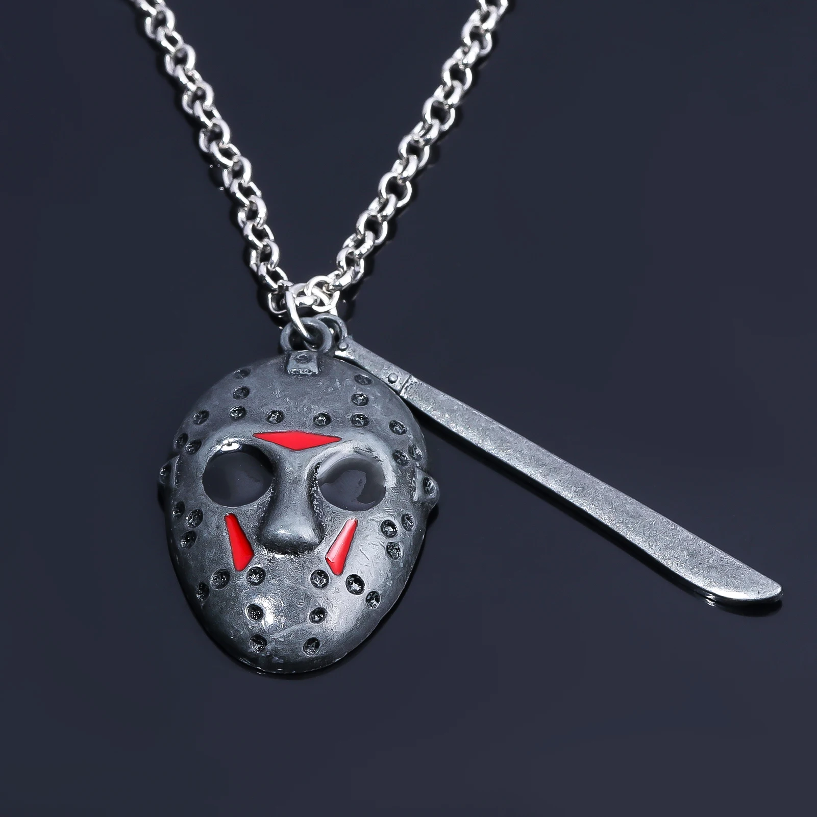 Horror Movie Keychain Jason Hockey Mask Kinfe Metal Keyring For Children Halloween Jewelry Gift image 5