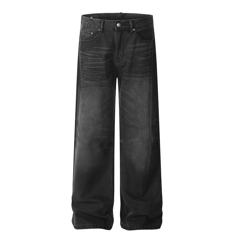 

Мужские джинсы в американском ретро-стиле, свободные прямые брюки, винтажные повседневные штаны Gxfortune с эффектом потертости