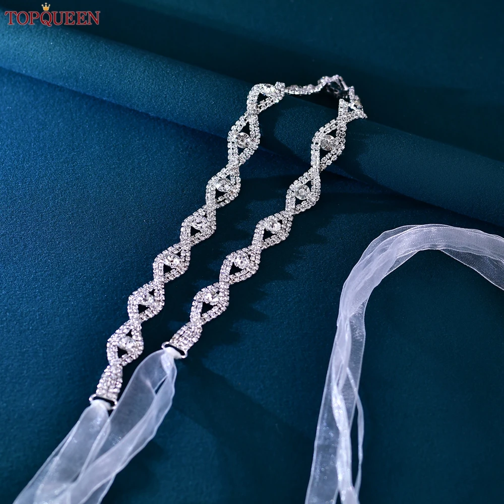 TOPQUEEN New Silver Rhinestone Belt Bridal Accessories Women's Dress Waist  Chain Wedding Decoration Belt Banquet Sash S302