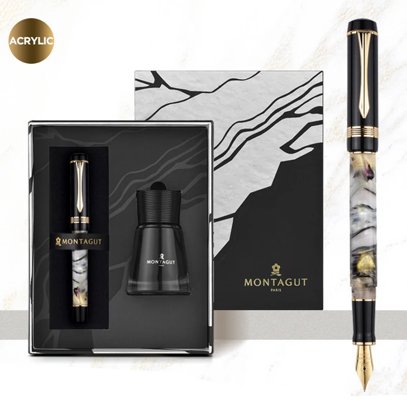 

Montagut Classic Resin Century Fountain Pen Iridium Gold Fine Nib 0.5mm & 1.0mm Bent Nib Calligraphy Fit Office School Home