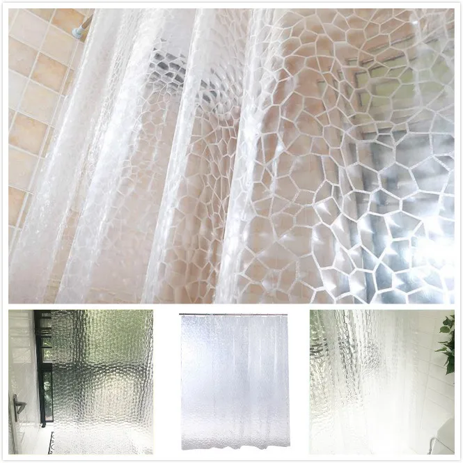 

Shower Curtain Extra Long Waterproof Bathroom Curtains for Bath 3D Clear EVA Non Chlorinated Mildew Resistant Eco