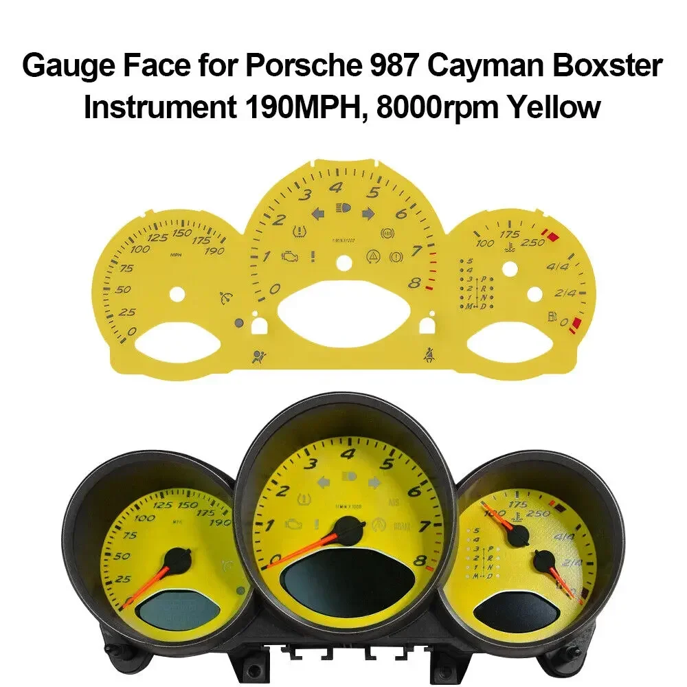 Automatic Gauge Face for Porsche 987 Cayman Boxster Dashboard Speedometer Dial Meter 190MPH 8000rpm Tiptronic Instrument