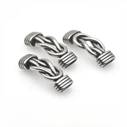Punk Stainless Steel Vintage Twists Wrist Leather Rope Titanium Steel Bracelet Flat Mouth Connector Accessories Diy Jewelry