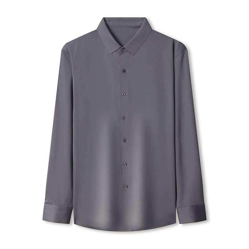 

2026New Men's Business Casual Long Sleeved Solid Color Shirt Wrinkle Resistant Wrinkle Free Comfortable All Season Versatile Top