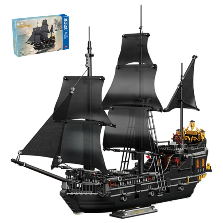 CONUSEA 1424 Stück schwarze Piraten Schiff DIY Abenteuer Perle Boot Filme Mini Ziegel Bausteine montiert Modell Spielzeug Kinder Weihnachts geschenke 5