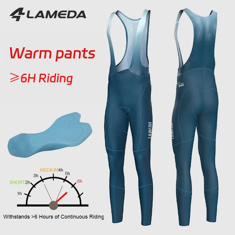 Lameda Men's Winter Warm Cycling Bib Pants,mtb 5-15℃ Cycling Clothing With 6h Riding 5d Gel Pad Mtb Upf50+ Bike Pants