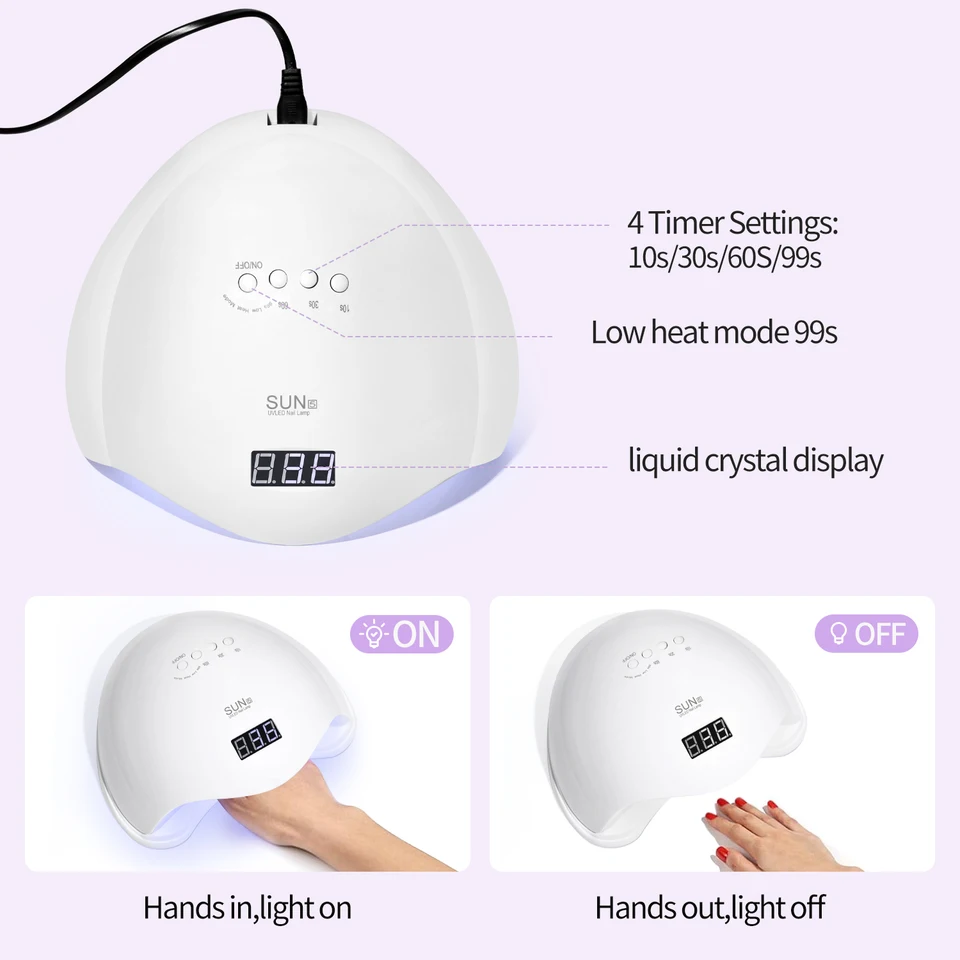 Lámpara YIKOOLIN UV LED de 48W para salón profesional, secadora rápida de gel con 4 temporizadores, sensor automático y pantalla LCD 2