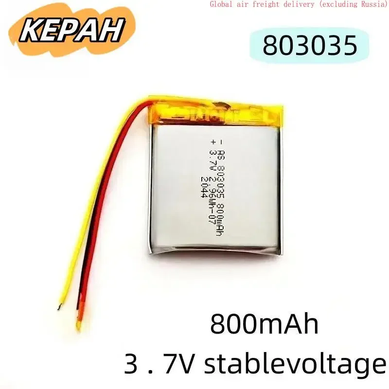 zupełnie nowy 803035 Akumulator litowo-polimerowy Lipo 3,7 V 800 mAh do zestawu słuchawkowego Bluetooth MP4 MP5 GPS z kamerą telefonu komórkowego