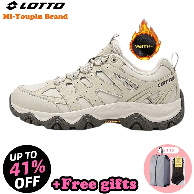 LOTTO Winter Outdoor Men's Mountaineering Shoes Women's Warm Cotton Shoes Hiking Shoes Anti Slip and Wear Resistant with Velvet