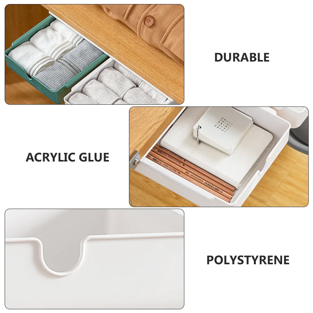 

1pc Adhesive Storage Box Hidden Drawer Style Desk Bottom Organizer Self Adhesive Premium Polystyrene Glue for Kitchen