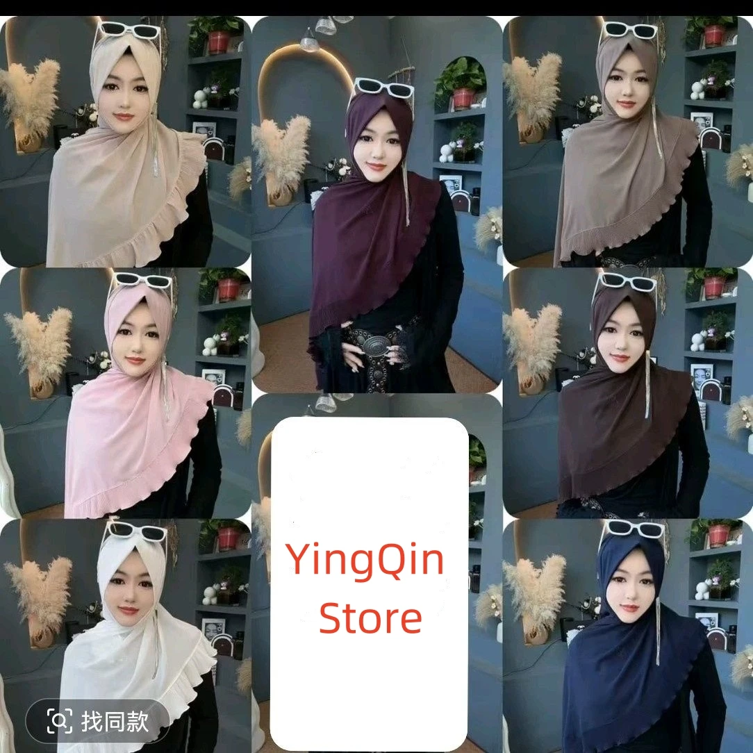 

Hijab Muslim Women Shawl Headscarf Luxury Tassels Chiffon Scarf Malaysia Kufi Islam Summer Student Turban 05443
