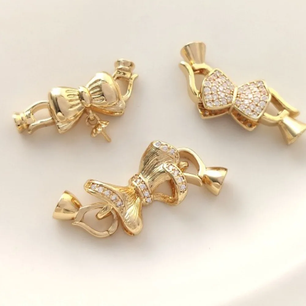 

Медные застежки 14-каратное золото Цвет Циркон Лук Жемчужное ожерелье Пряжка Подвеска Ювелирные изделия из жемчуга ручной работы Соединительная пряжка Аксессуары