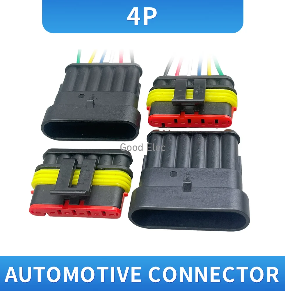 5 sets,4 hole,pin,Car waterproof wire connector plug,Super AMP sealing method,wire slot