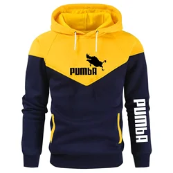 2024 Patchwork Color Men's New Pumba Sports Print Hoodie Set Men's Fleece Sweater Casual Designer Sportswear Casual Pullover