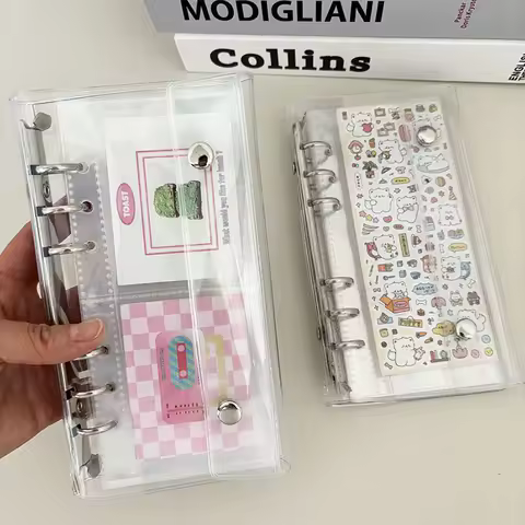 A6 Narrow Loose Leaf Cover, 10pcs 1 Grid 2 Grid 3-inch Storage Bags, Postcards Binder Collect Book Organizer