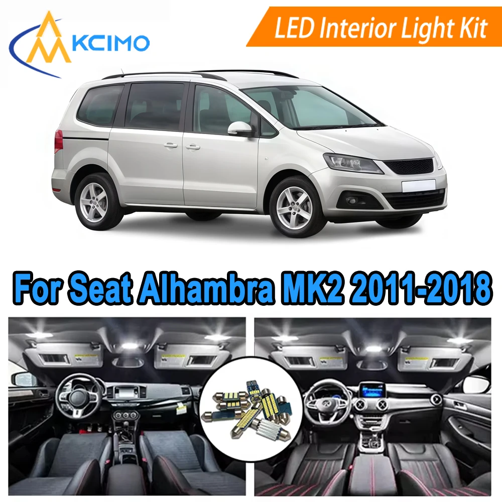 

Super Bright LED Interior Light Kit For Seat Alhambra MK2 710 711 (2011-2018) Dome Map Door License 6000K LED Interior Bulbs