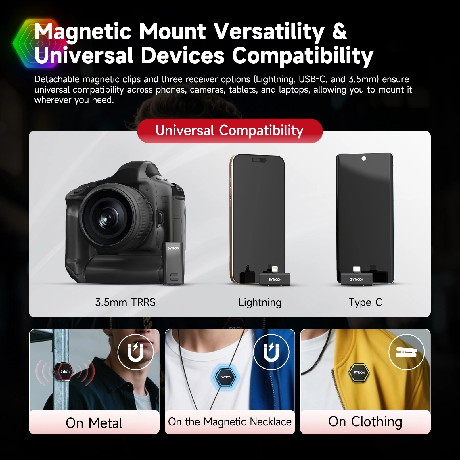 SYNCO G4 2.4G ميكروفون لاسلكي لكاميرا الهاتف للمقابلة البث المباشر 200 متر نقل إلغاء الضوضاء هيئة التصنيع العسكري #5