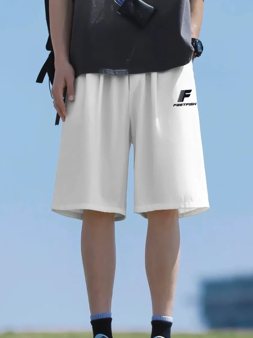 

Men's High Elastic Ice Silk orts plus Size Sports Five-Quarter Thin Summer Beach Pants Bla Casual Straight Leg Pants