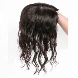 Natural Wave Human Hair Topper for Women Real Scalp Breathable Silk Base Toupee with Baby Hair to Hide Thin White Hair